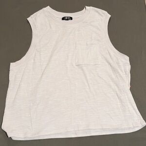 Aqua White Tank Top with Pocket